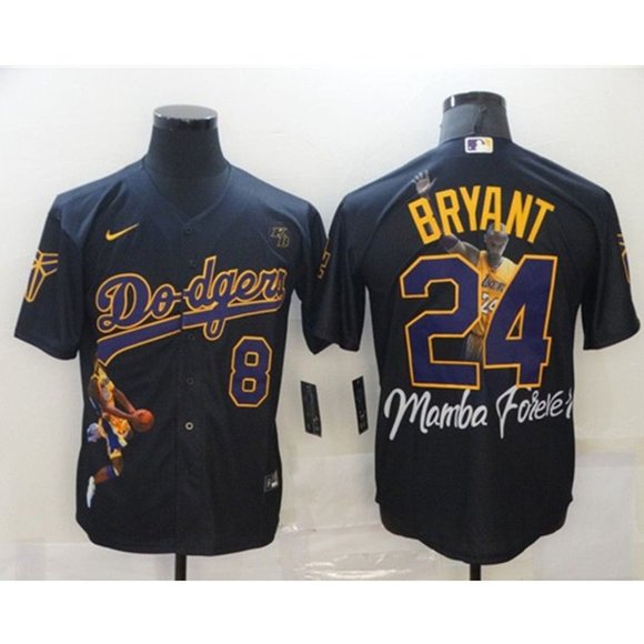 Men KOBE BRYANT LAKERS Los Angeles Dodgers Mamba Forever Black MLB Jersey->nfl hats->Sports Caps